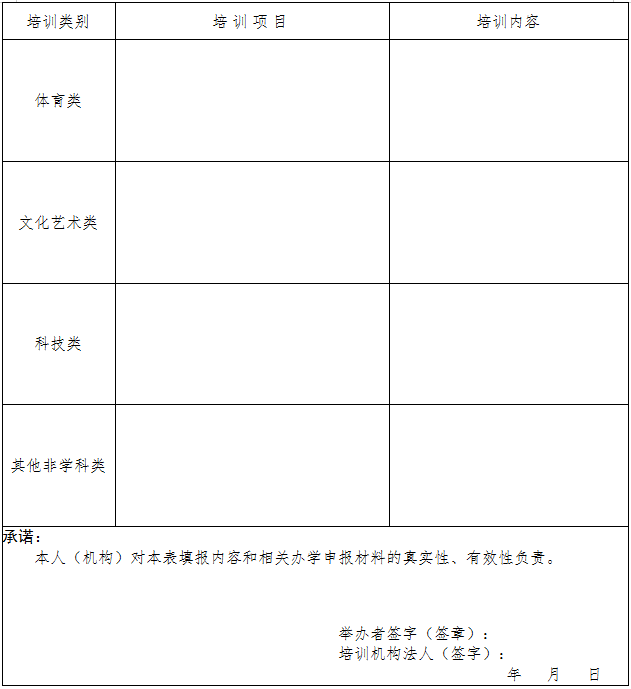 广东省非学科类校外培训机构设立申请表